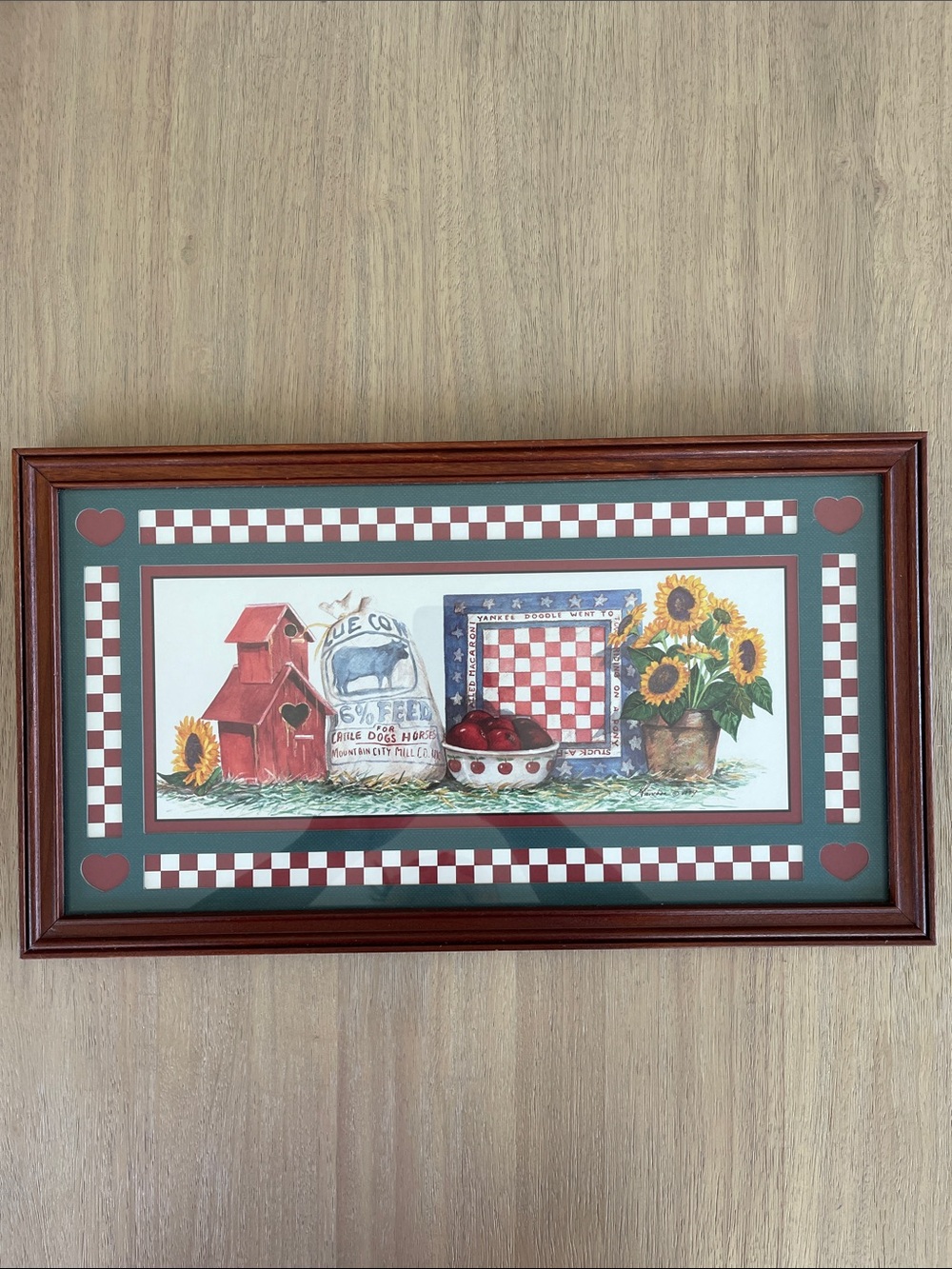 Home Interiors Framed Country Farmhouse Wall Art Sunflower Apples Print